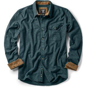 Mens Green Cotton Flannel Shirt Long Sleeve Brushed Soft Casual Outdoor Plaid